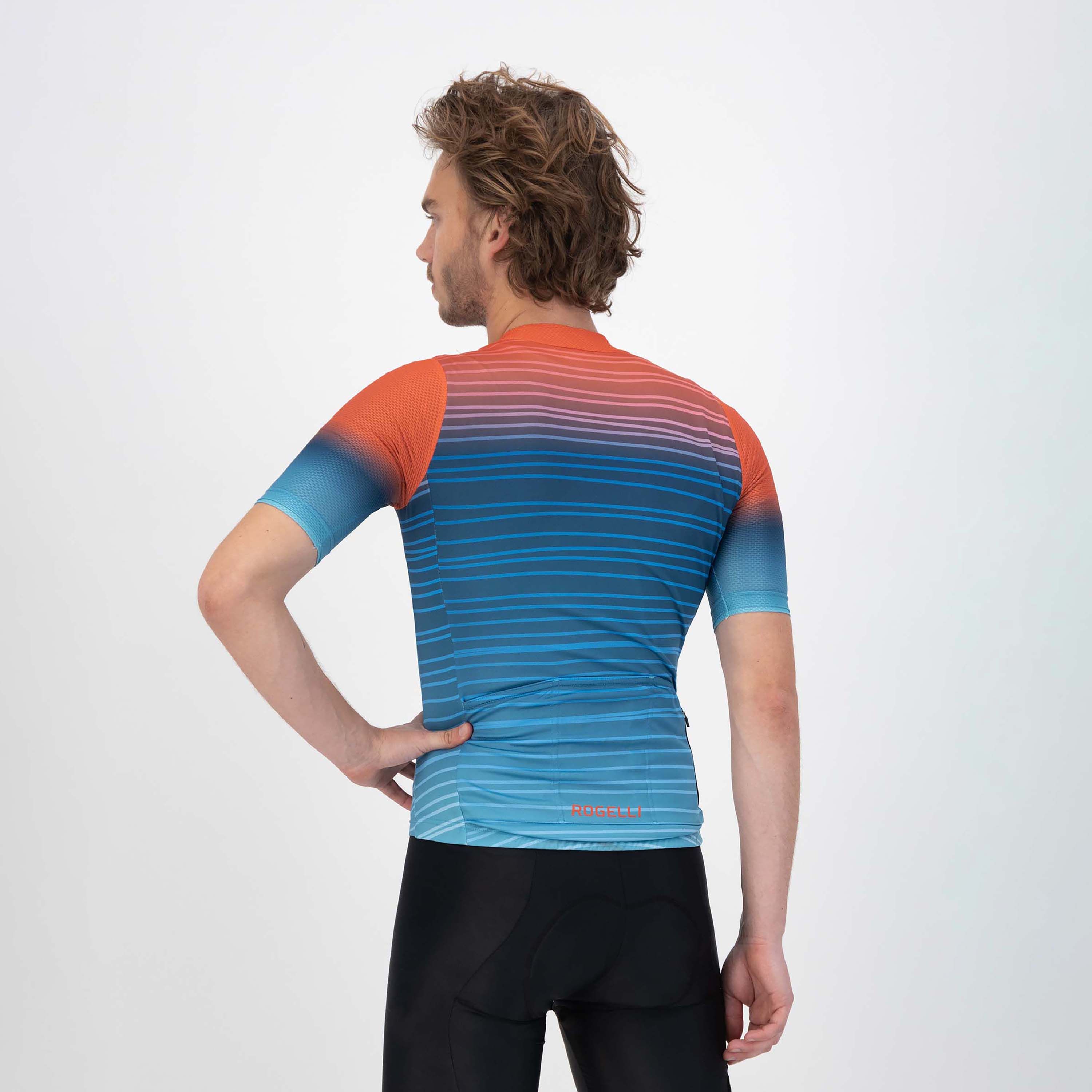 Rogelli Surf Blau/Orange Herren Radtrikot Kurzarm