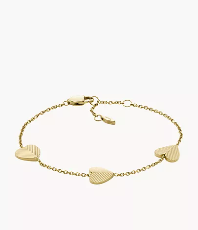 Fossil Armband Harlow Linear Texture Heart Edelstahl goldfarben