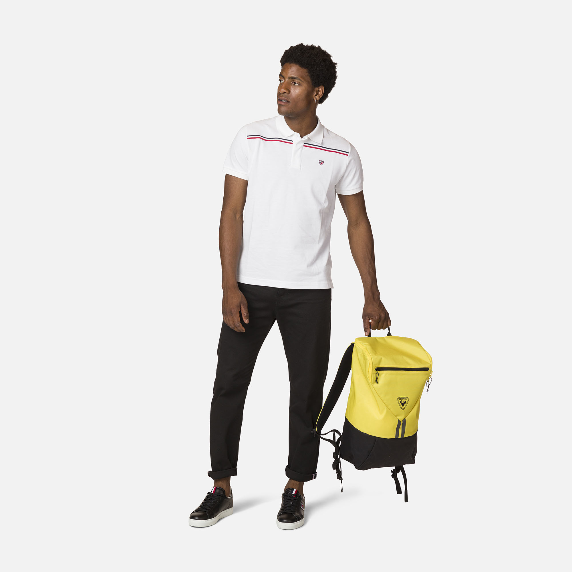 Polo logo avec rayure homme