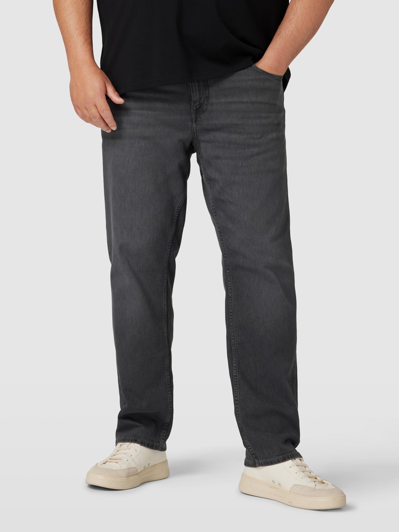 PLUS SIZE Jeans mit Label-Stitching Modell 'MADISON' in hellgrau