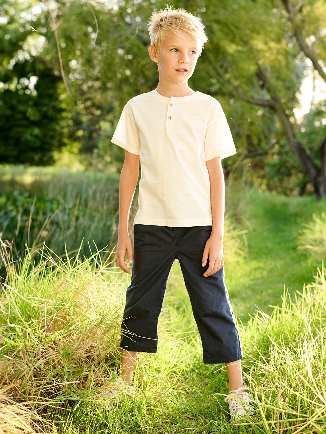 Vertbaudet Jungen 3/4-Shorts mit verstellbarer Länge - olivgrün