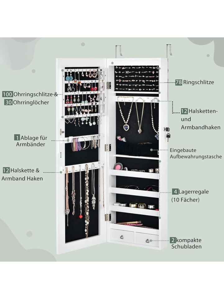 COSTWAY Schmuckschrank in Weiß günstig kaufen 36 cm