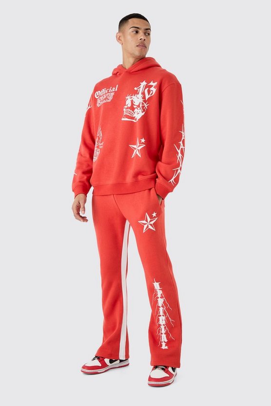 Oversize Hoodie-Trainingsanzug mit Graffiti-Print