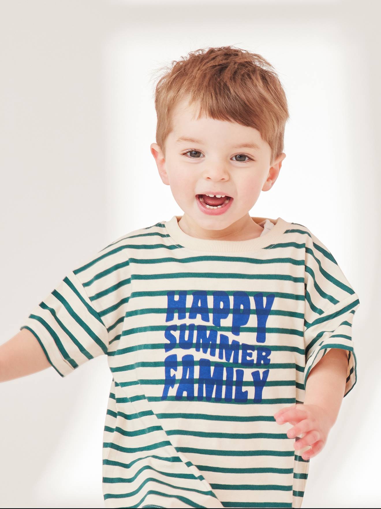 Vertbaudet Capsule Collection: Baby T-Shirt HAPPY SUMMER FAMILY - grün gestreift