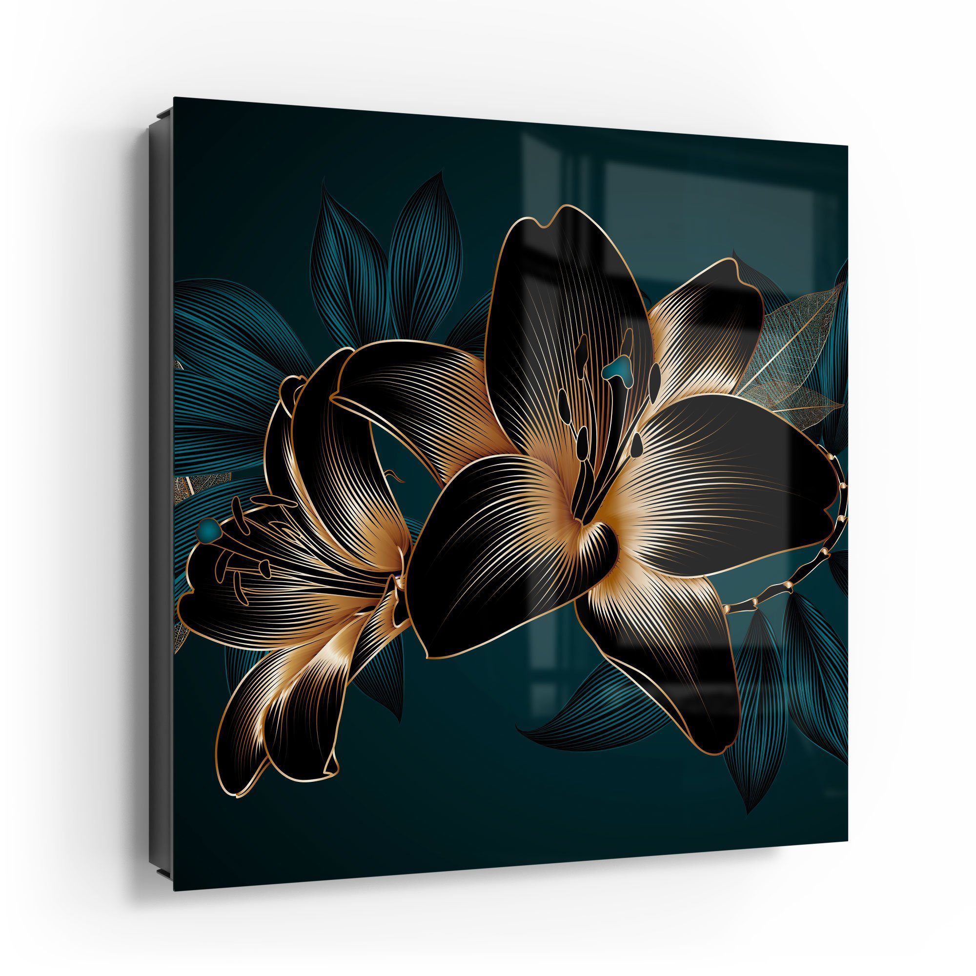 DEQORI Schlüsselkasten 'Hochwertige Liliengrafik', Glas Schlüsselbox modern magnetisch beschreibbar