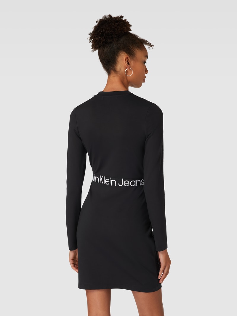 Knielanges Kleid mit elastischem Taillenband Modell 'MILANO' in black