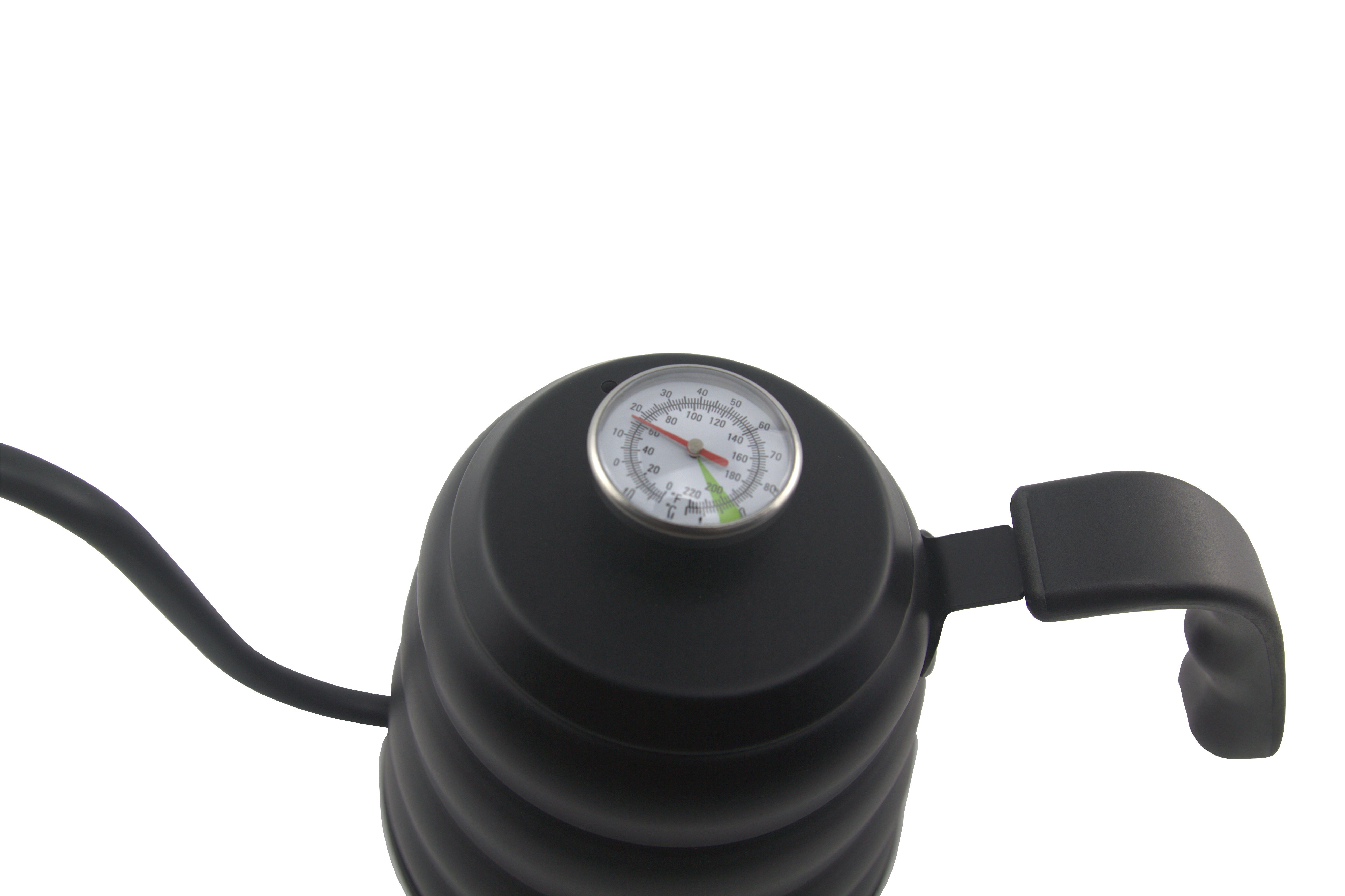 monkano Wasserkessel Schwanenhalskessel Genua, Edelstahl, Induktion, mit Thermometer