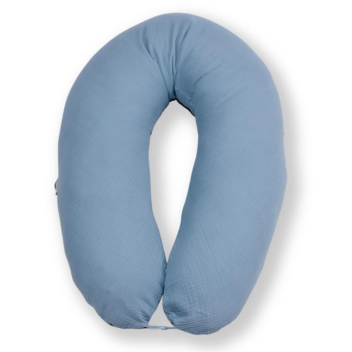 SEI Design Stillkissen Seitenschläferkissen Babynestchen mit EPS Mikroperlen, Schwangerschaftskissen mit Bezug, Musselin BIO Baumwolle