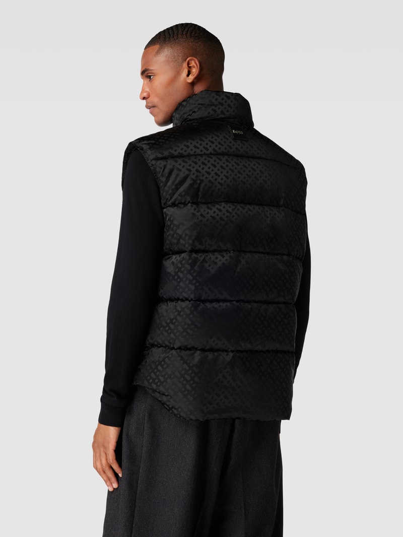 Steppweste mit Logo-Muster in schwarz