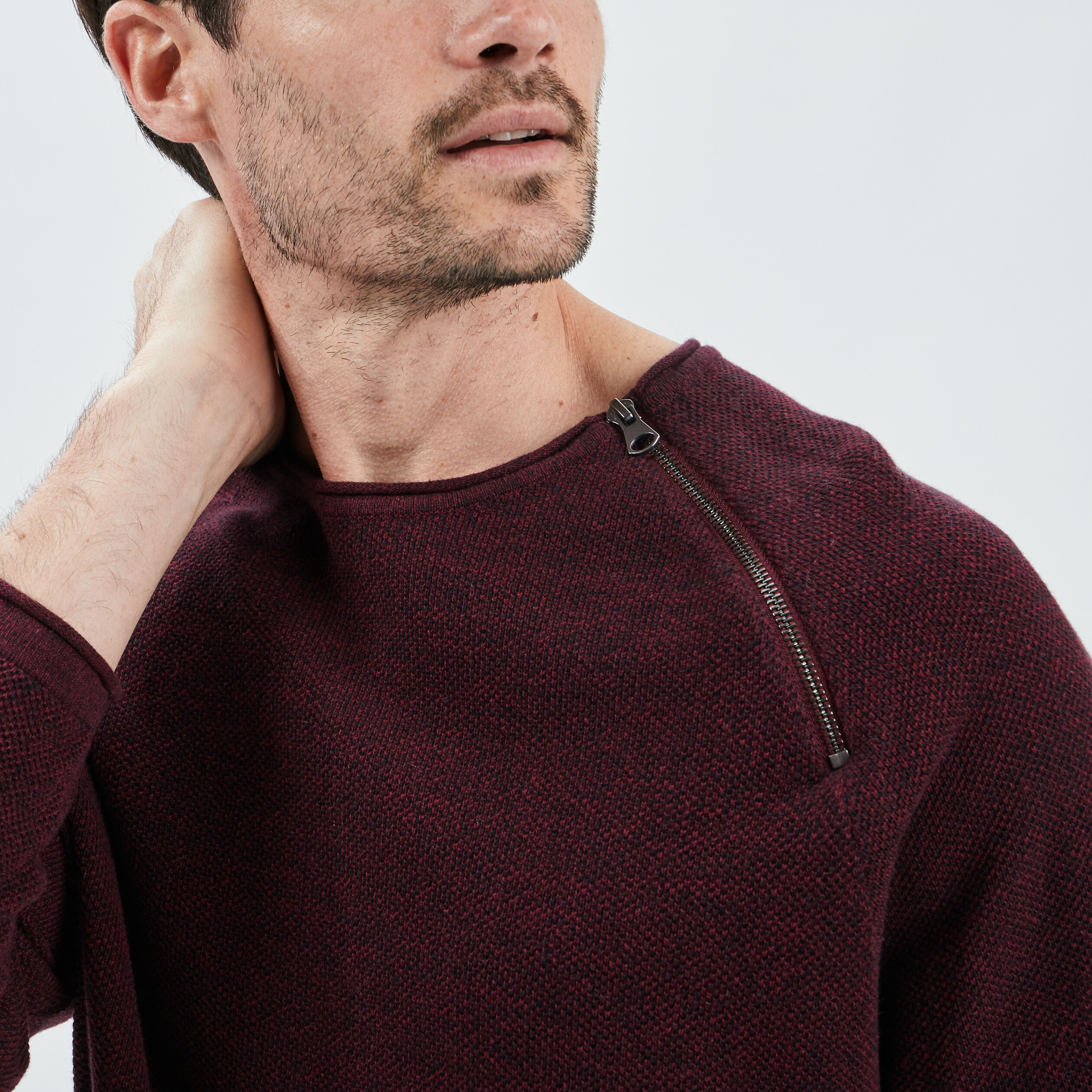 Pull avec détail zippé violet homme | La Halle