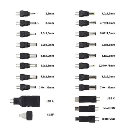 Adaptor de alimentare universal EDENWOOD 27W - 3V la 12V - 20 conectori USB-C
