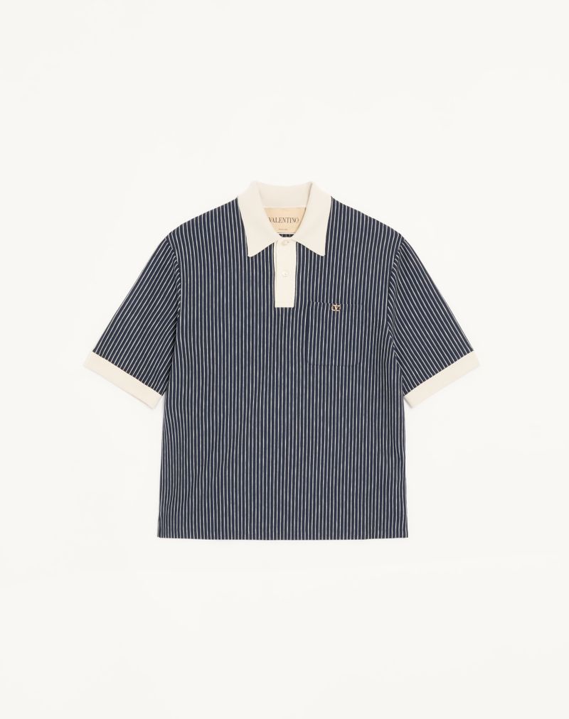 Valentino viskose t-shirt med stribet V-logo-broderi