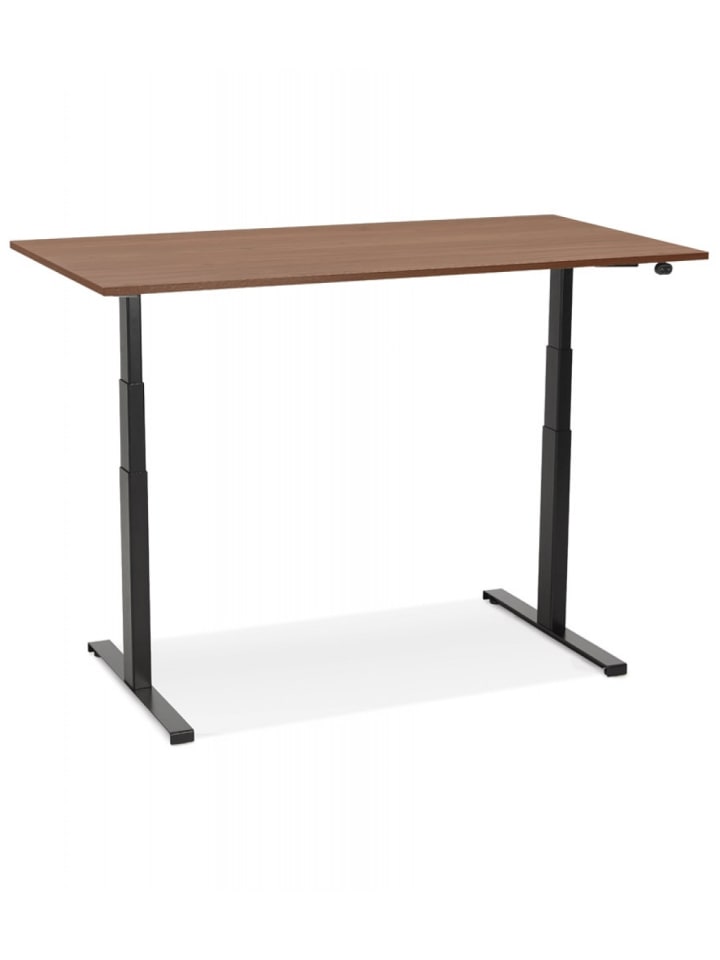 KADIMA DESIGN Elektrischer Sitz-Steh-Schreibtisch aus Holz Metall | Modern in Braun-Schwarz günstig kaufen