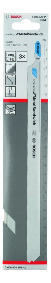 Bosch Blauw Accessoires 2608636793 Decoupeerzaagblad T 1018 AFP Precision for Metal-Sandwich