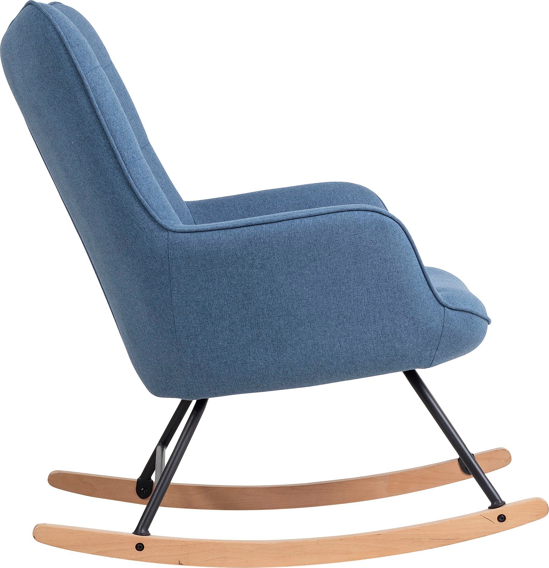 byLIVING Schaukelstuhl Richie (1 St), moderne Metallbeine mit Holzkufe, in Webstoff oder Cord erhältlich
