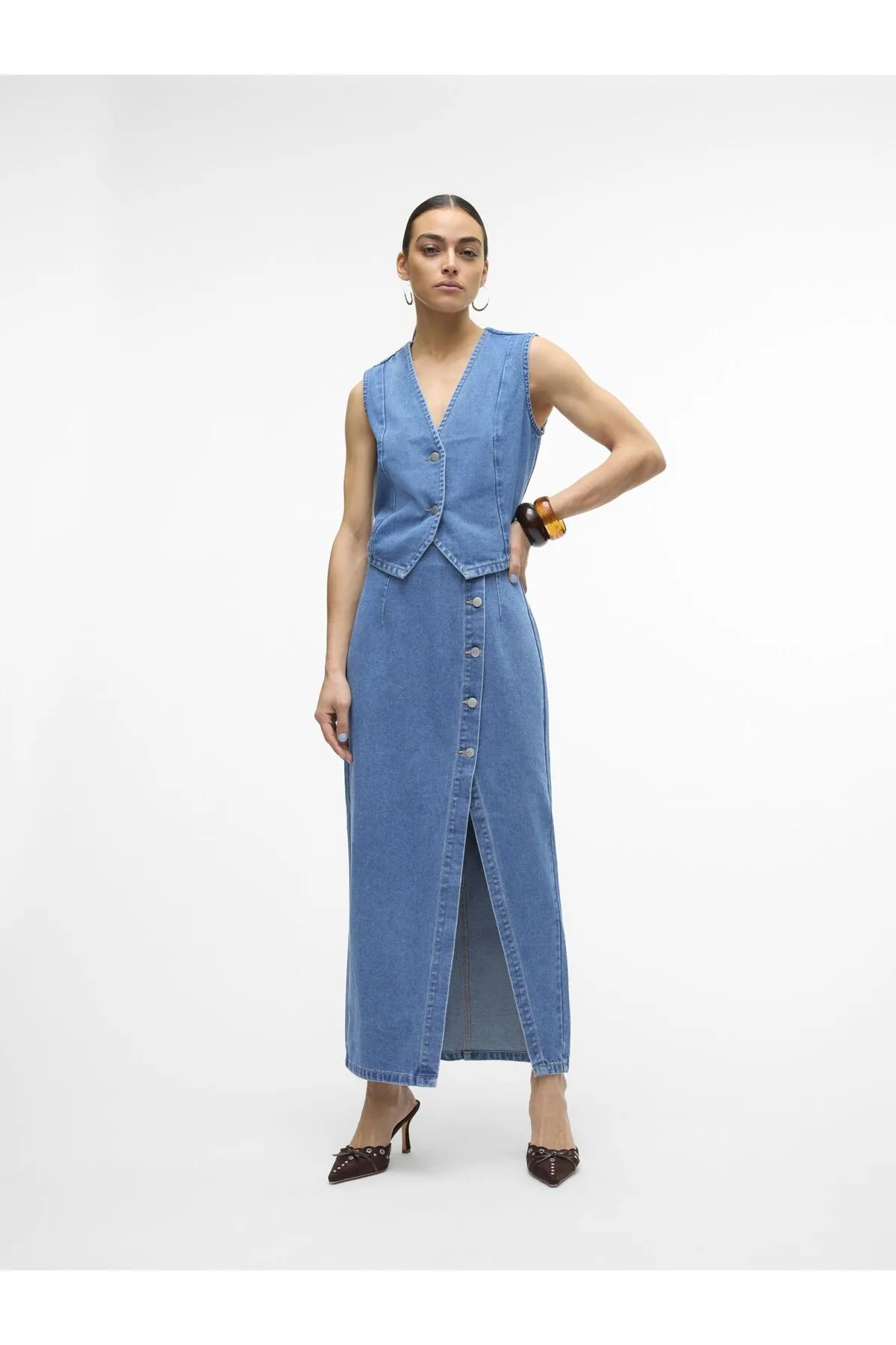 Vero Moda  Jeansrock Vmabbigail Langer Rock