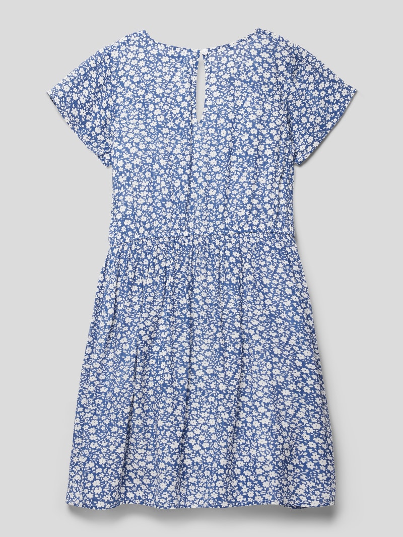 T-Shirt-Kleid aus reiner Viskose mit floralem Muster in blau