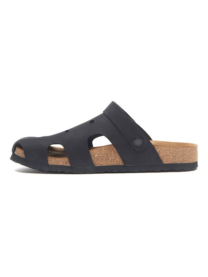 Comfortfusse Leder-Clogs in Schwarz günstig kaufen