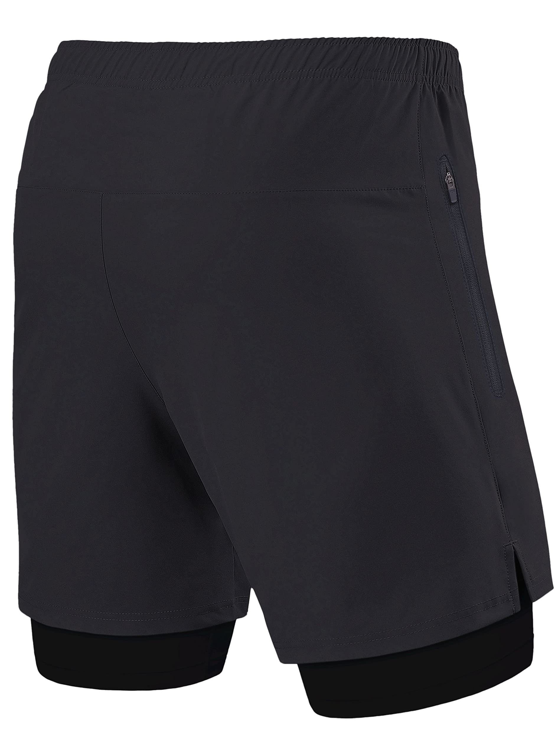 TCA Trainingsshorts TCA Herren 2-in-1 Laufhose - Grau (2X RV-Tasche)