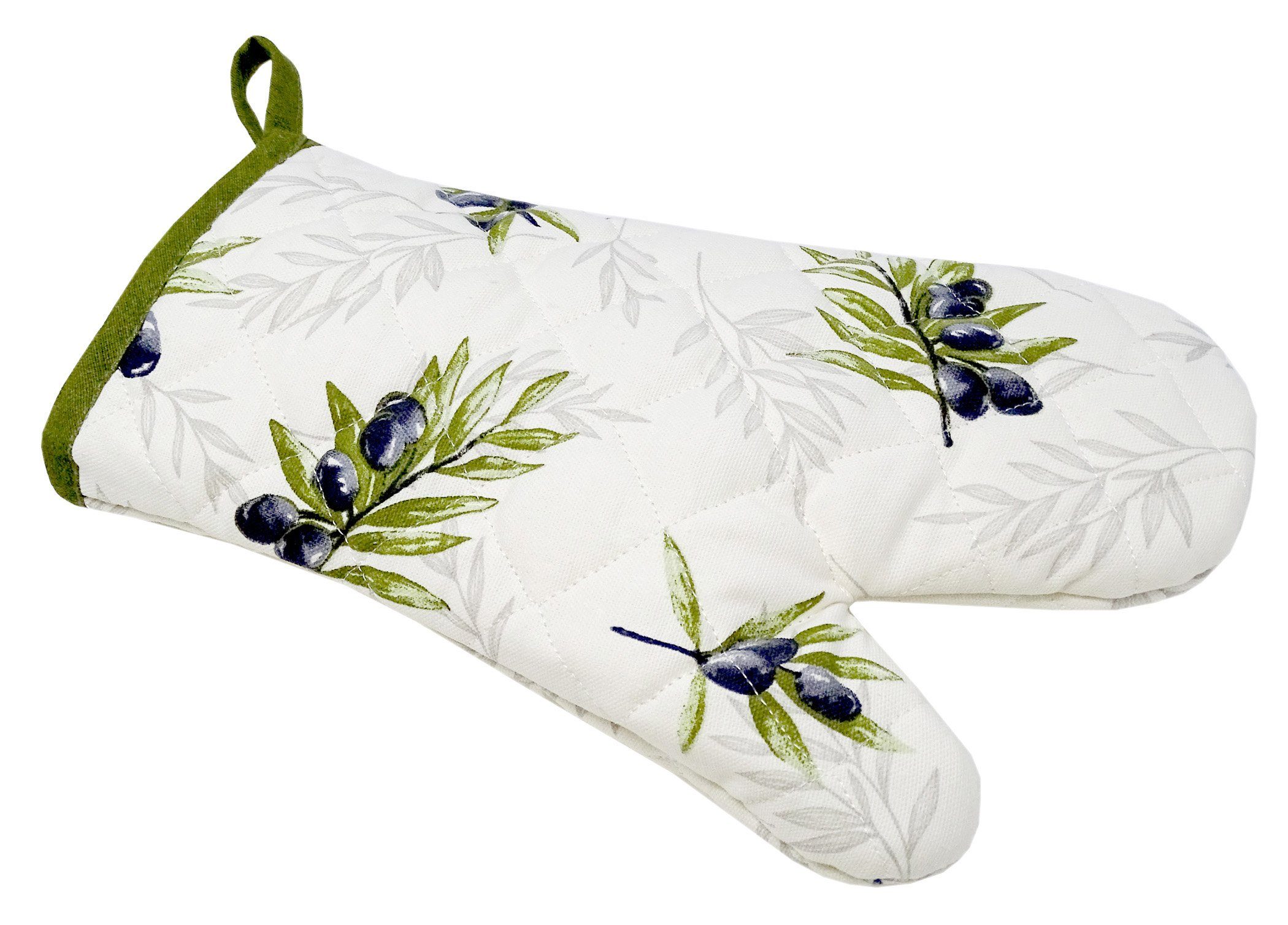 Lashuma Topfhandschuhe Olive, (Set, 2-tlg), Ofenhandschuhe 30x20 cm, Mediterrane Kochhandschuhe