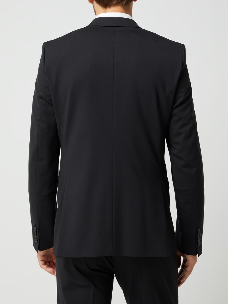 Extra Slim Fit 2-Knopf-Sakko mit Schurwoll-Anteil in schwarz