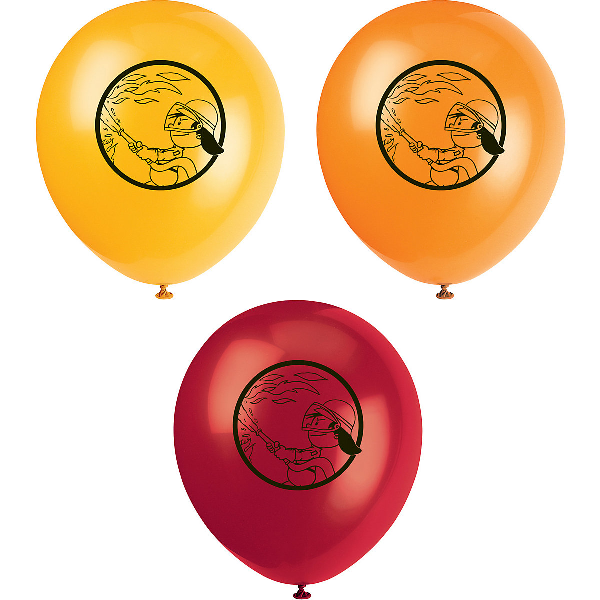 8 Luftballons Feuerwehrmann Flo, 25 cm