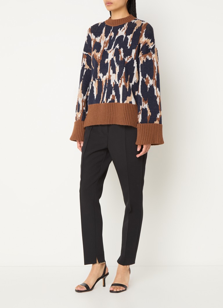 Maglione Farm Rio a maglia fine in misto lana con stampa leopardata