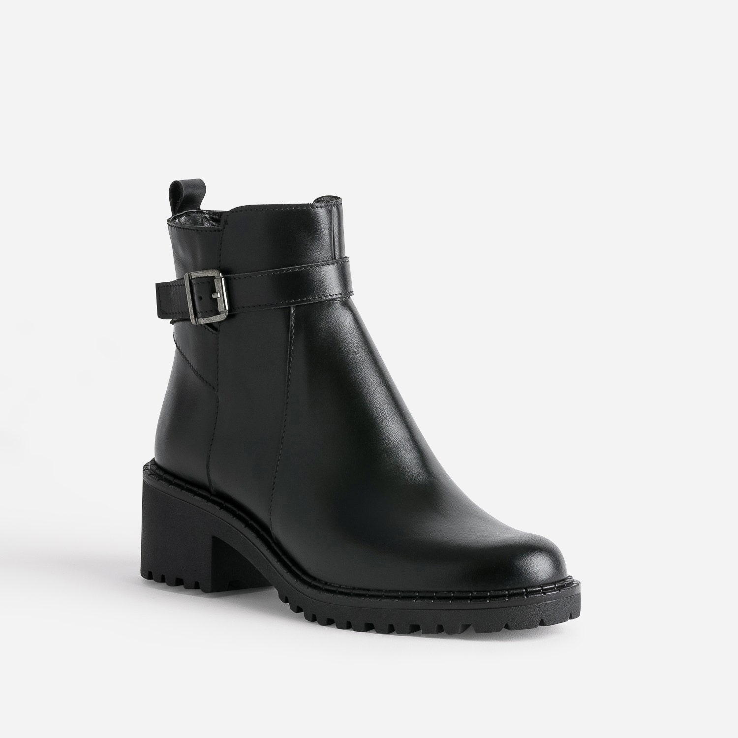 Boots éco-conçu noir cuir à semelle crantée