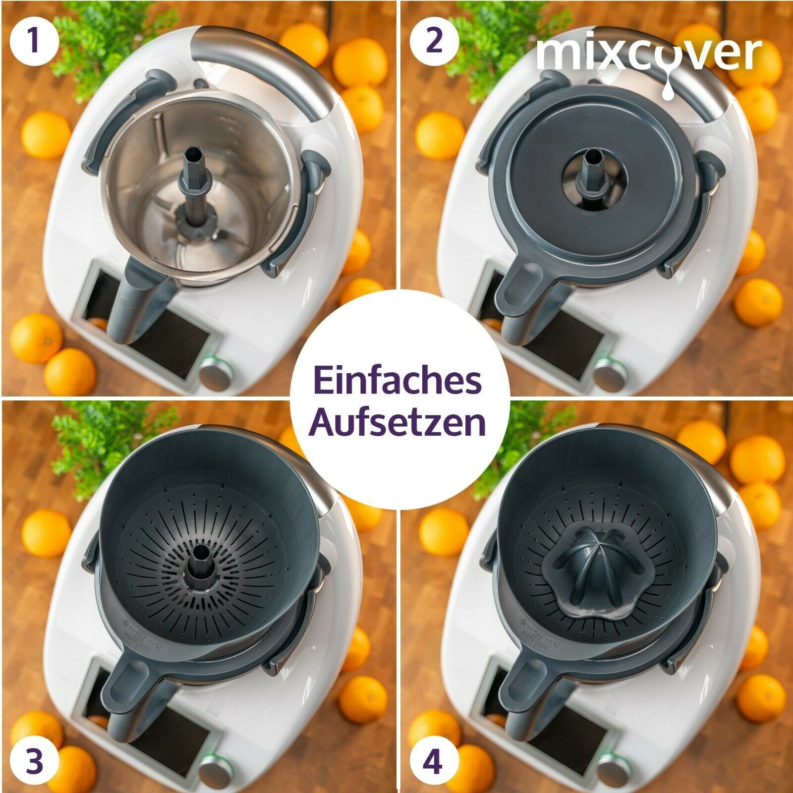 Mixcover Küchenmaschinen-Adapter mixcover verbesserte Saftpresse/Zitruspresse für Thermomix TM6 & TM5, Entsafter