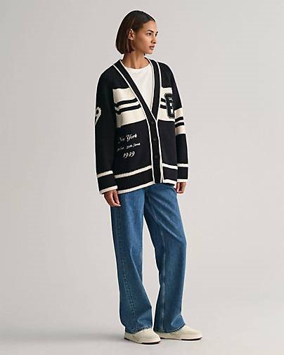GANT Damen Strickjacke VARSITY V-NECK CARDIGAN