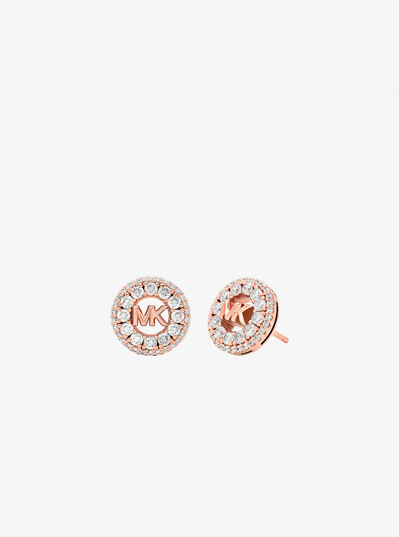 Fulton Precious Metal-Plated Pavé Logo Charm Stud Earrings - ROSE GOLD