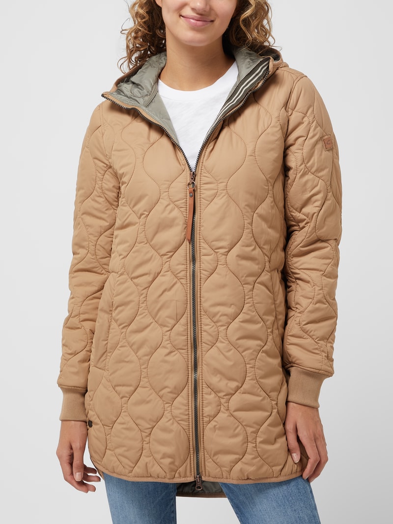 Steppjacke mit Kapuze - winddicht in camel