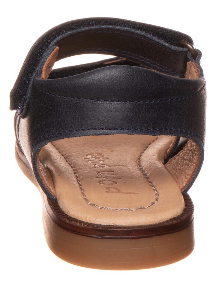 POM POM Leder-Sandalen in Dunkelblau günstig kaufen