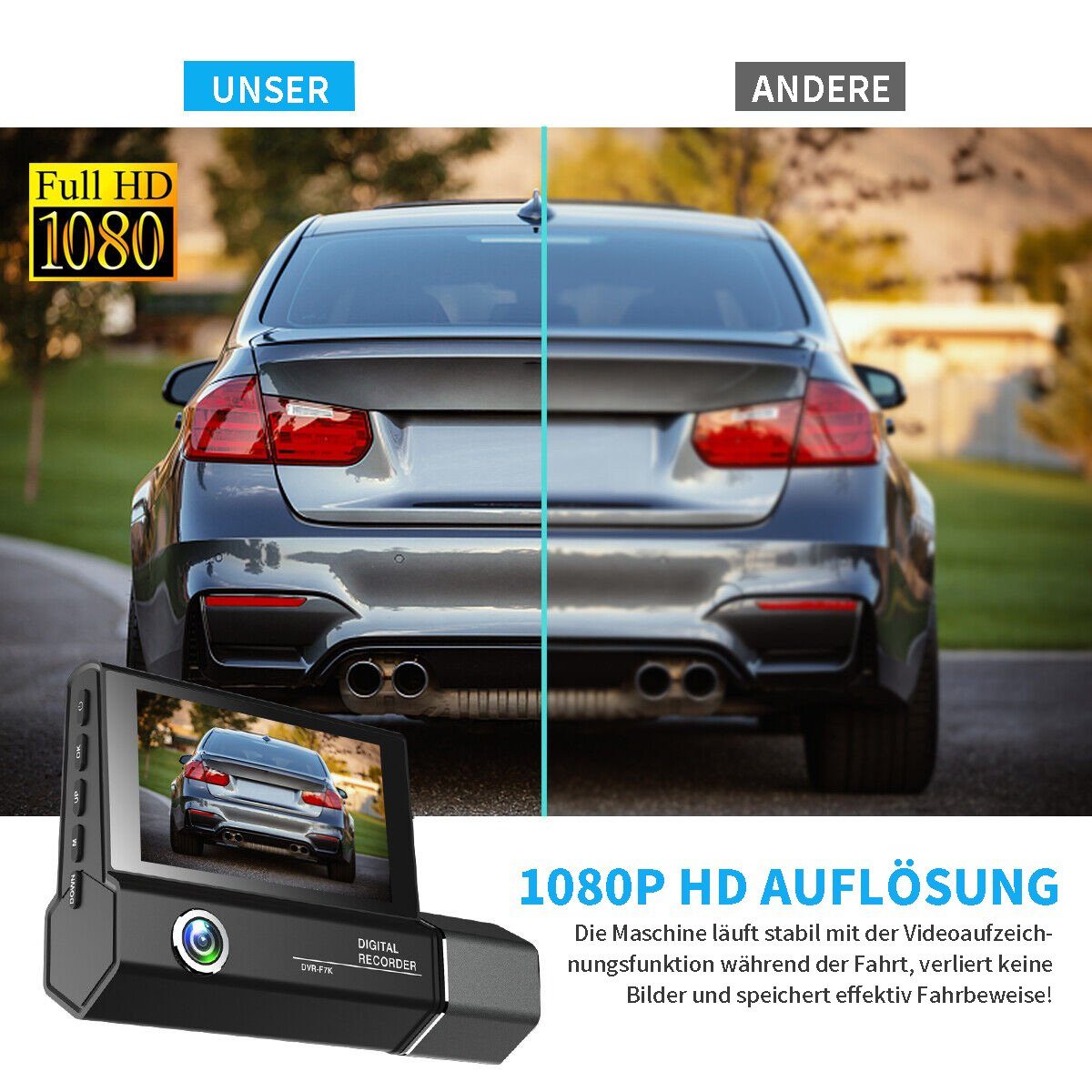 Yoyaxi 32G+ Auto-DVR 170° Doppelobjektiv-Dashcam Dashcam (1080P Videorecorder-Kamera vorne und hinten)