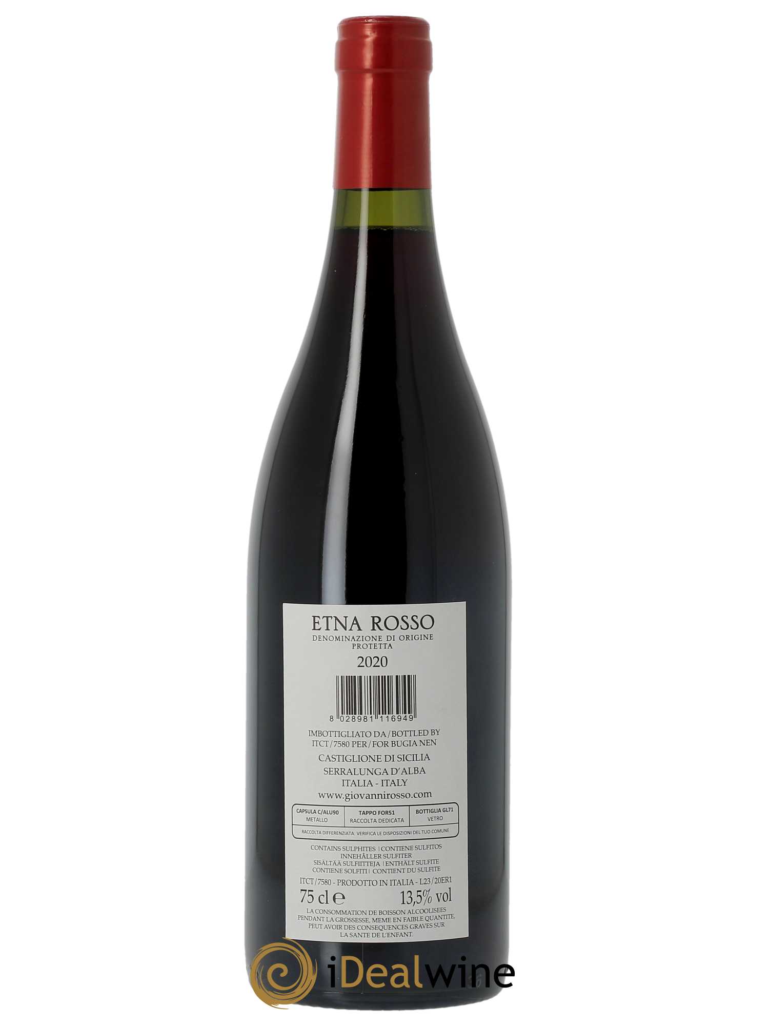 Etna Rosso DOC Giovanni Rosso (CBO à partir de 6 BTS) 2020 - Lot de 1 Bouteille