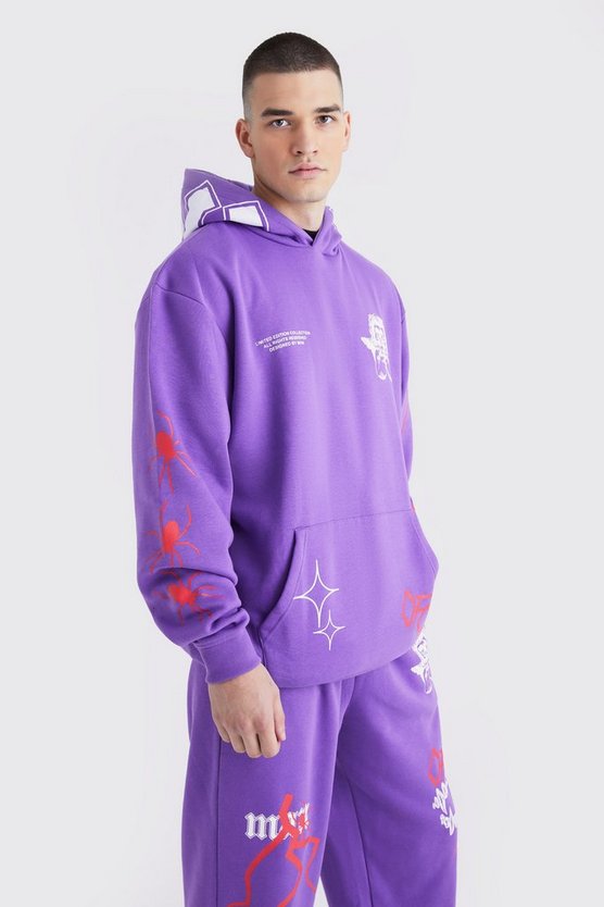 Tall bestickter Oversize Trainingsanzug mit Kapuze