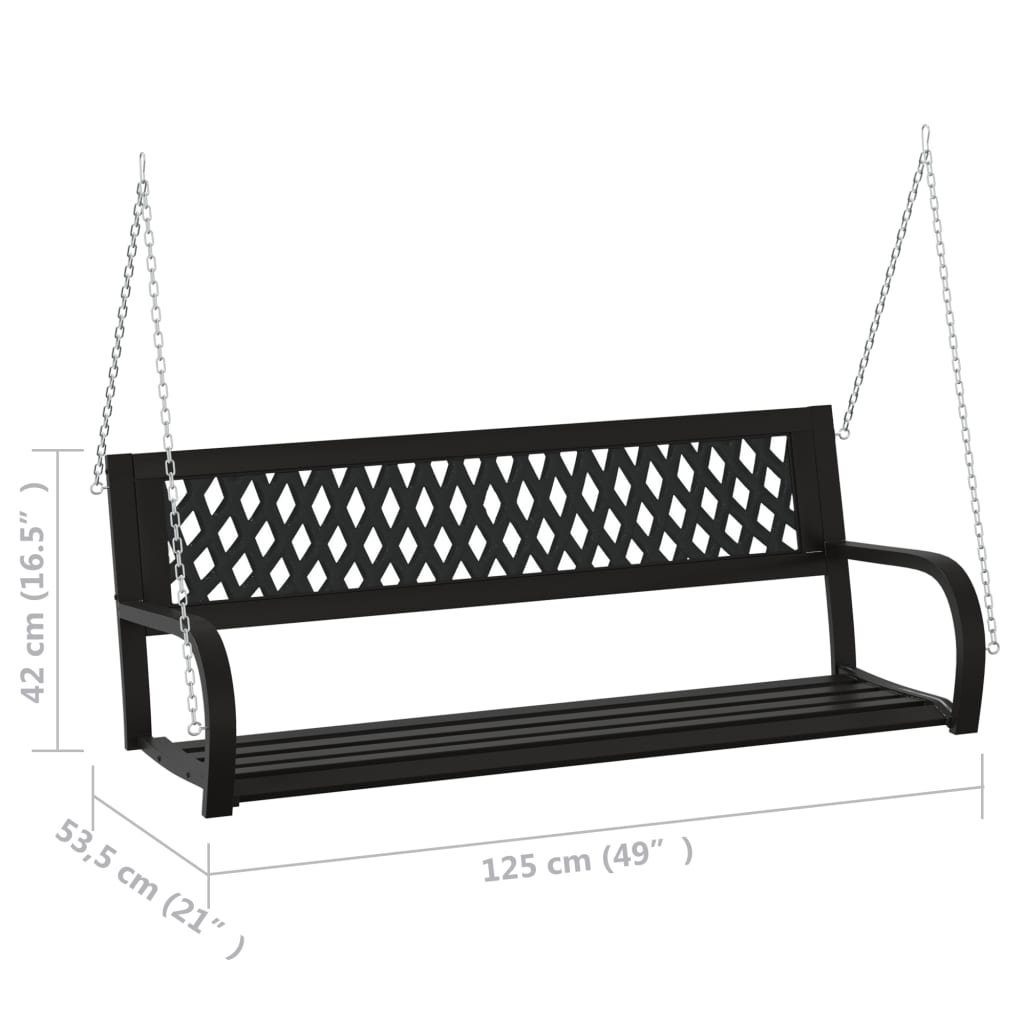 vidaXL Hollywoodschaukel Hollywoodschaukel 125 cm Stahl und Kunststoff Schwarz