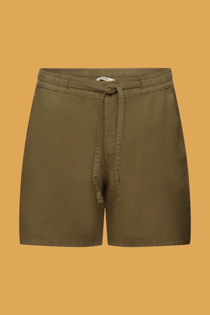 Twill-Shorts mit gesmokter Taille
