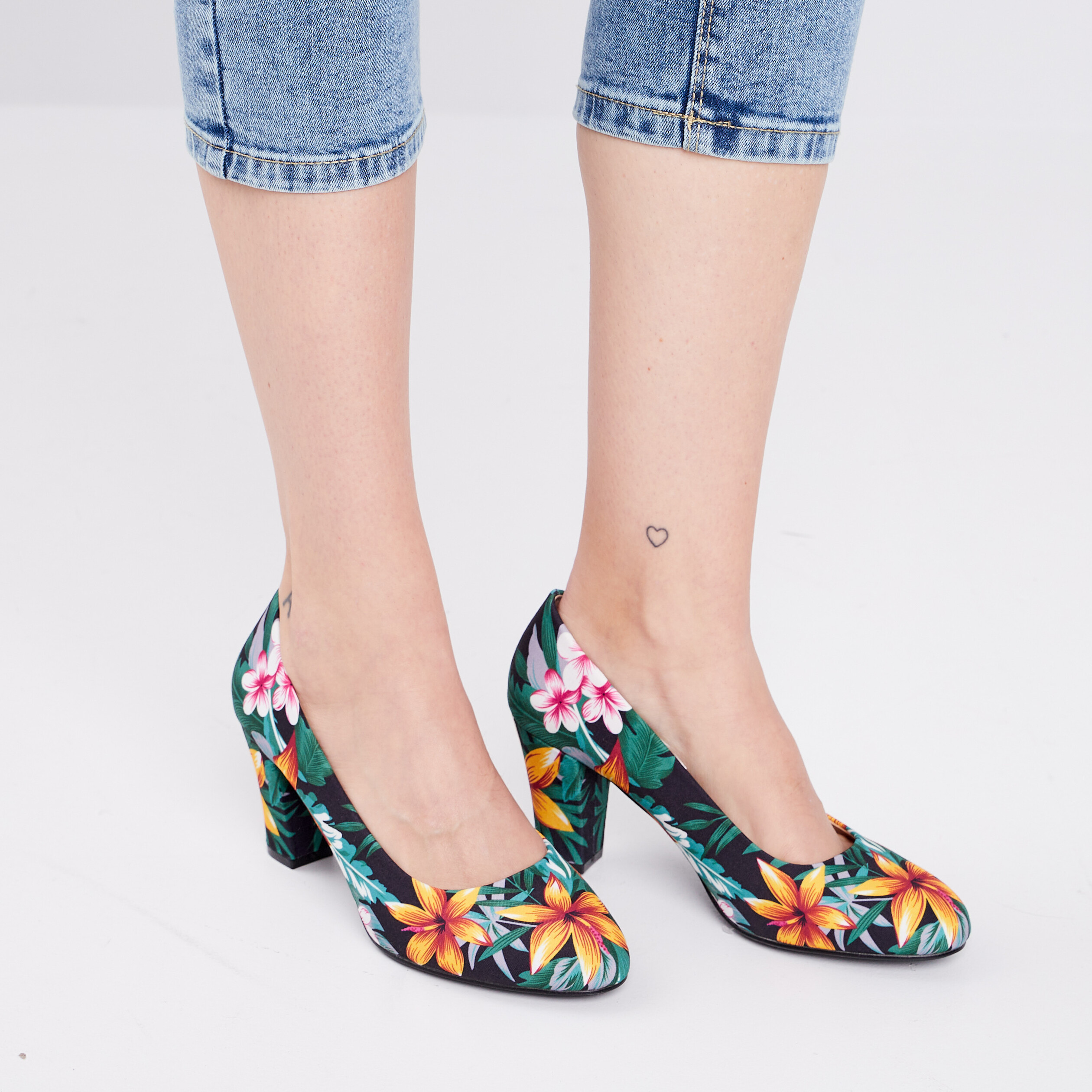 Escarpins à talons carrés multicolore femme | La Halle