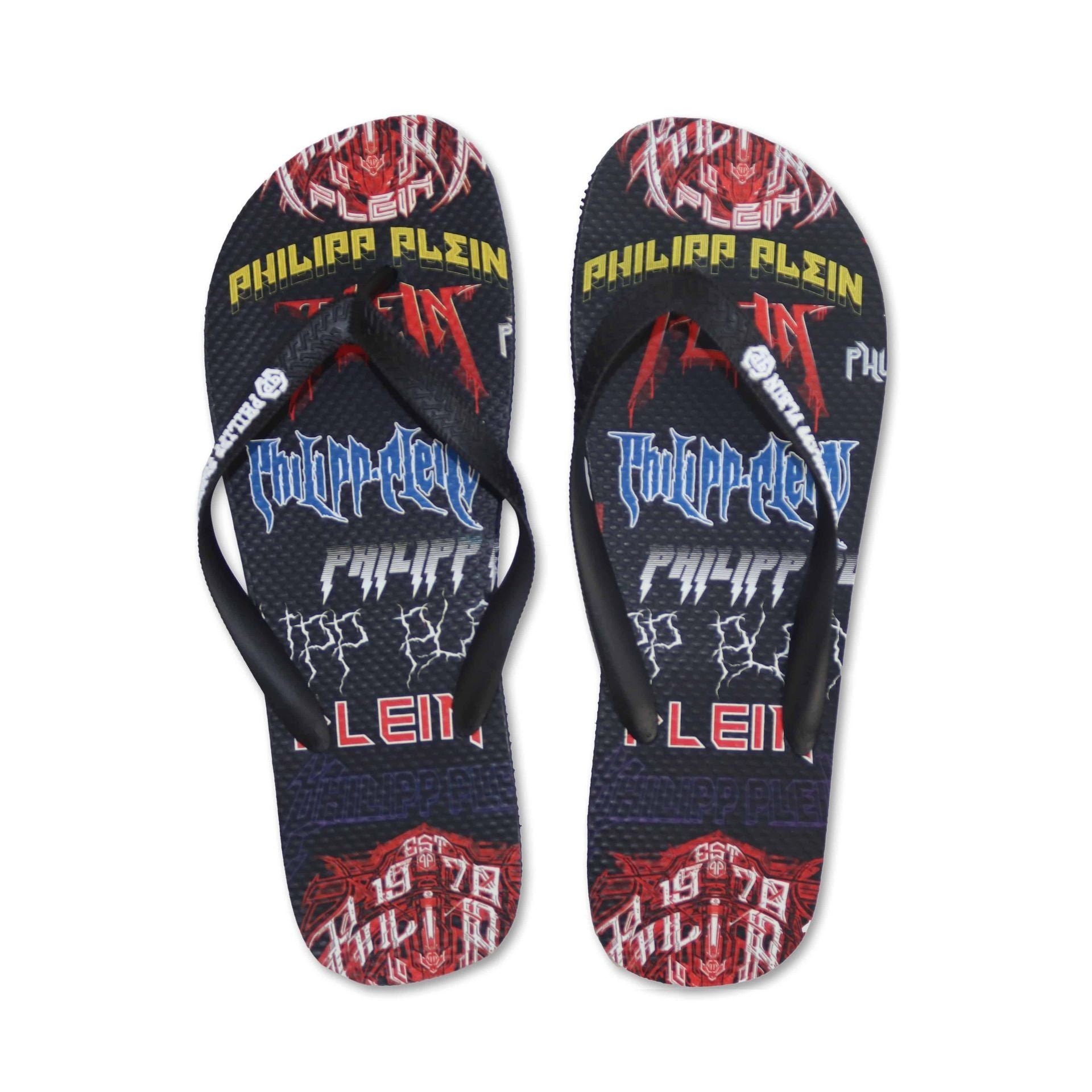 PHILIPP PLEIN Philipp Plein Flip Flops BRD_90394_GREY Badezehentrenner Philipp Plein Logo als Markenzeichen