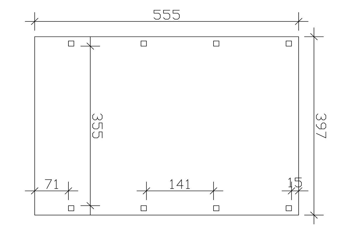 Skanholz Einzelcarport Friesland, BxT: 397x555 cm, 221 cm Einfahrtshöhe
