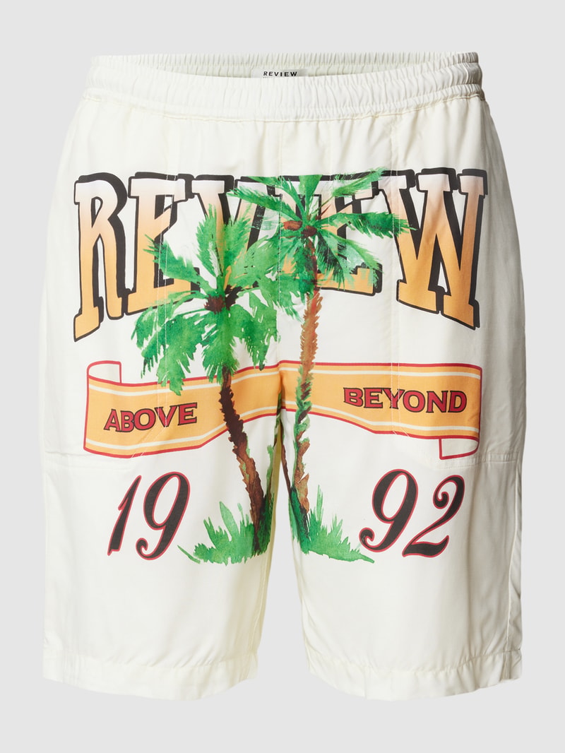Shorts aus Viskose mit Allover-Muster in offwhite