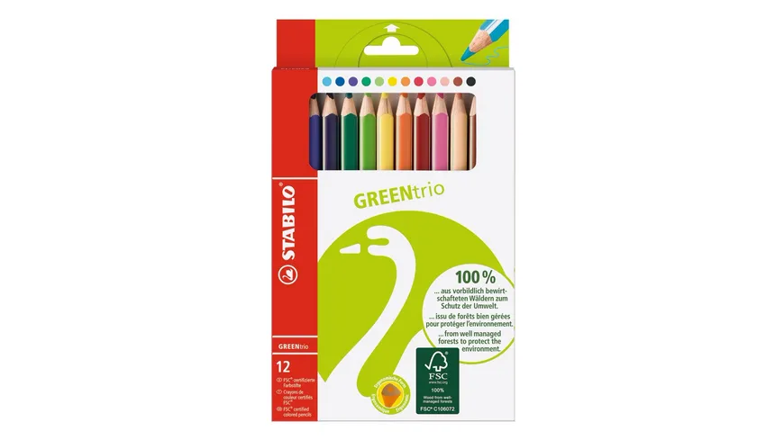 STABILO® Umweltfreundlicher Dreikant-Buntstift GREENtrio 12er Pack sortiert