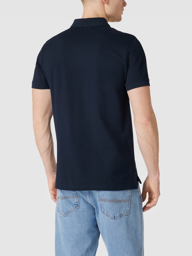 Poloshirt mit Logo-Stitching in dunkelblau