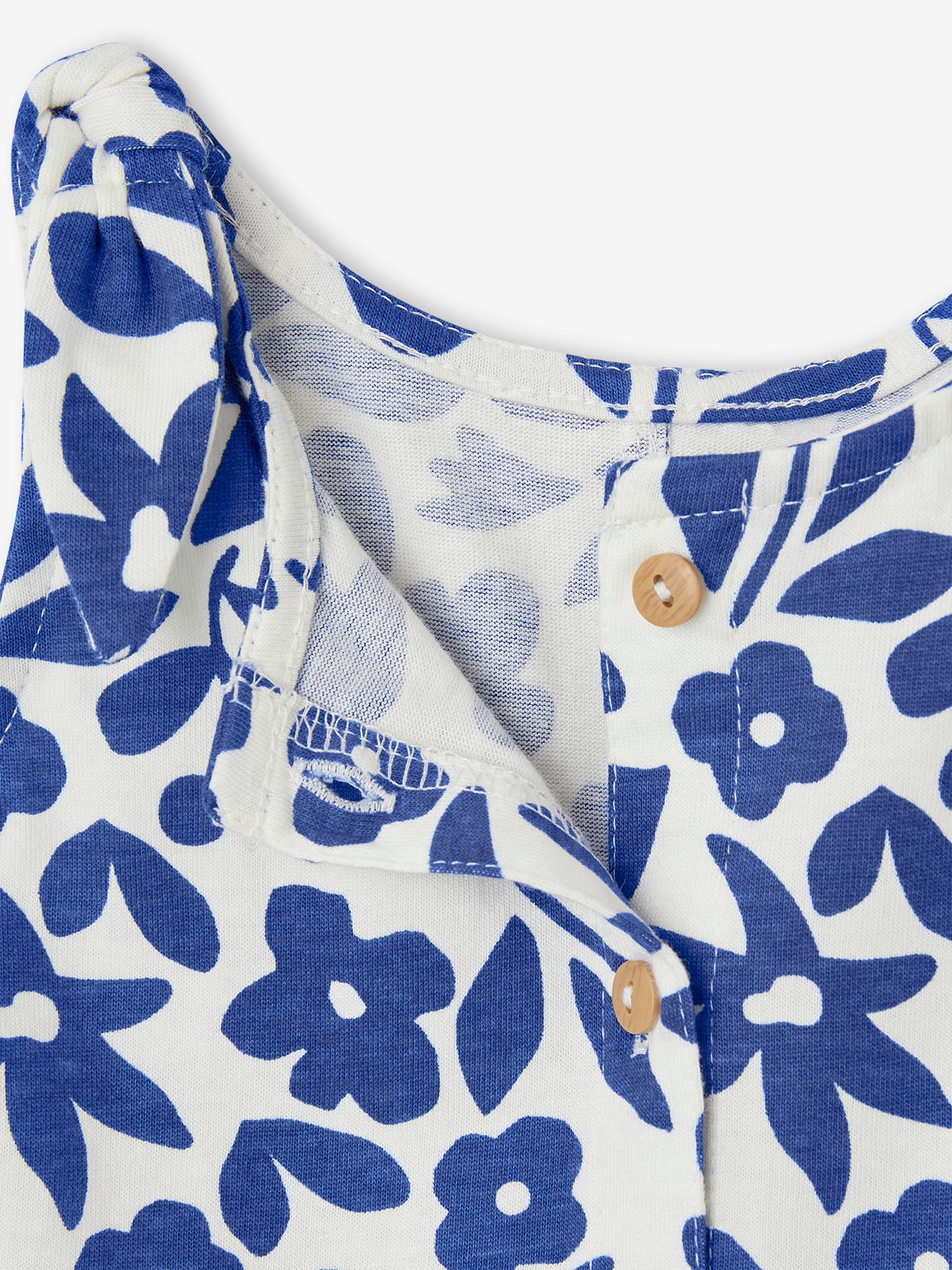 Vertbaudet Mädchen Baby Sommer-Overall - blau bedruckt