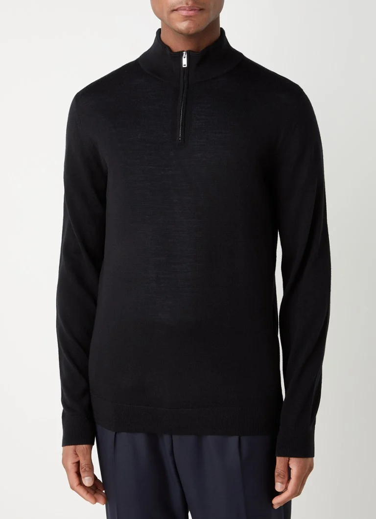 Reiss Blackhall fine-knit wool pullover with half zip