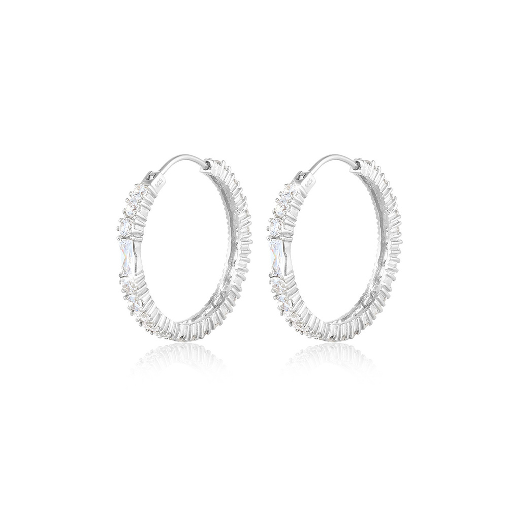 Elli PREMIUM Elli PREMIUM Boucles d'Oreilles Créoles Étincellent avec des Cristaux de Zircone  Boucles d'oreilles