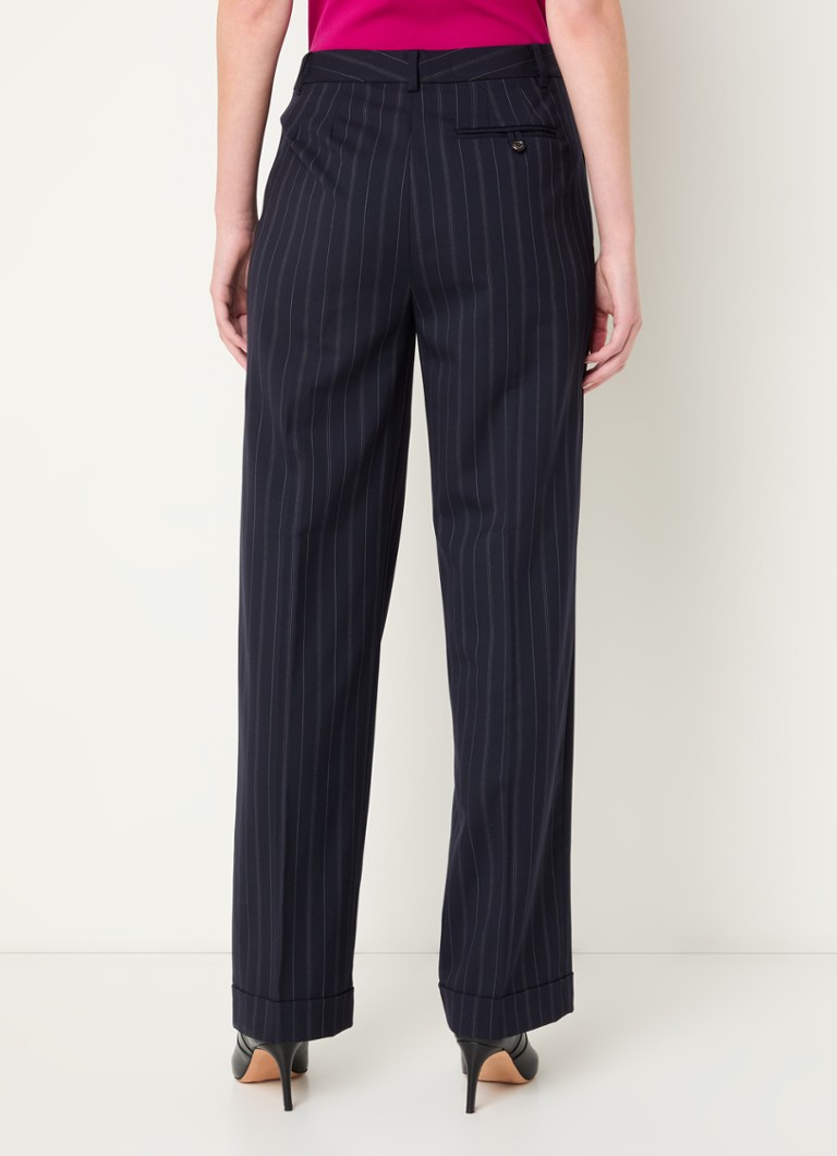 Pantaloni Ralph Lauren cu talie înaltă, cu croială dreaptă și dungi delicate.