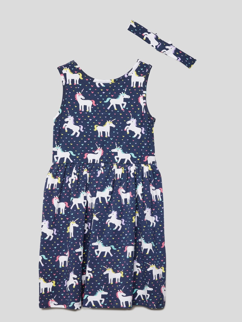 Kleid mit Allover-Muster in marineblau