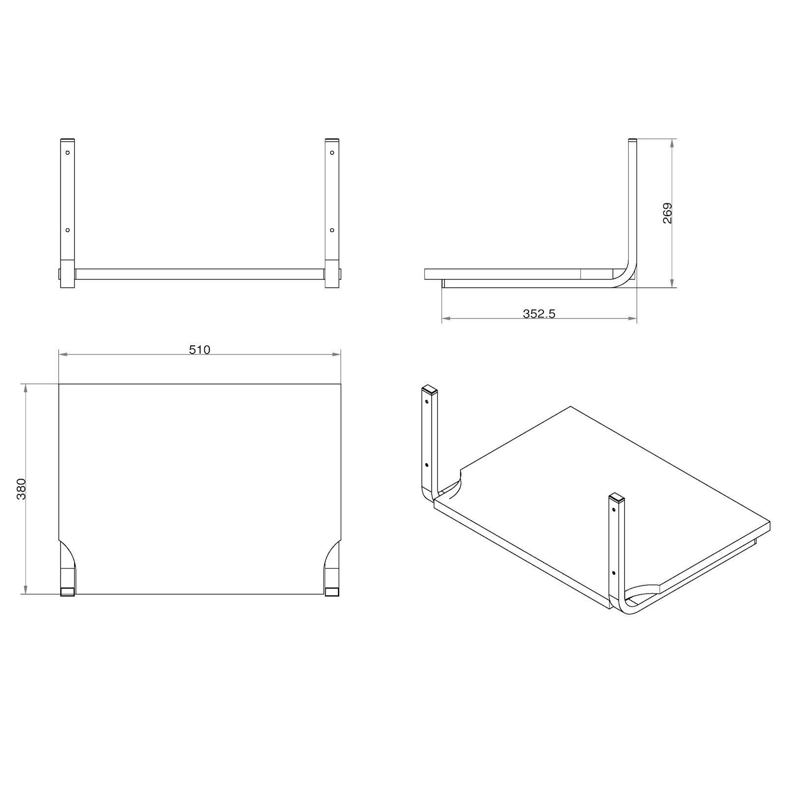 SO-TECH® Möbelbeschlag Gerätehalter für Mikrowelle, Backofen, Grill, Ofen, 510 x 380 mm Kleingerätehalter Mikrowellenhalter Mikrowellenregal